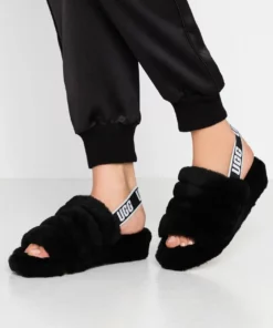 UGG FLUFF YEAH SLIDE - Platform Sandals - Black