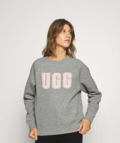 UGG MADELINE FUZZY LOGO CREWNECK - Sweatshirt - Grey Heather/sonora