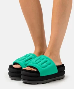 UGG MAXI GRAPHIC SLIDE - Heeled Mules - Emerald Green/black